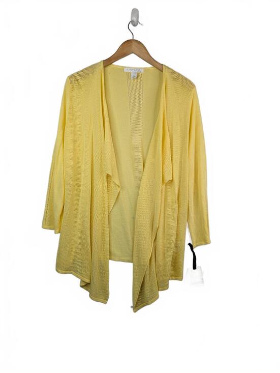 Emaline Sweaters - NWT Emaline Sunshine Yellow Drape Open-Knit Cardigan Petite PL